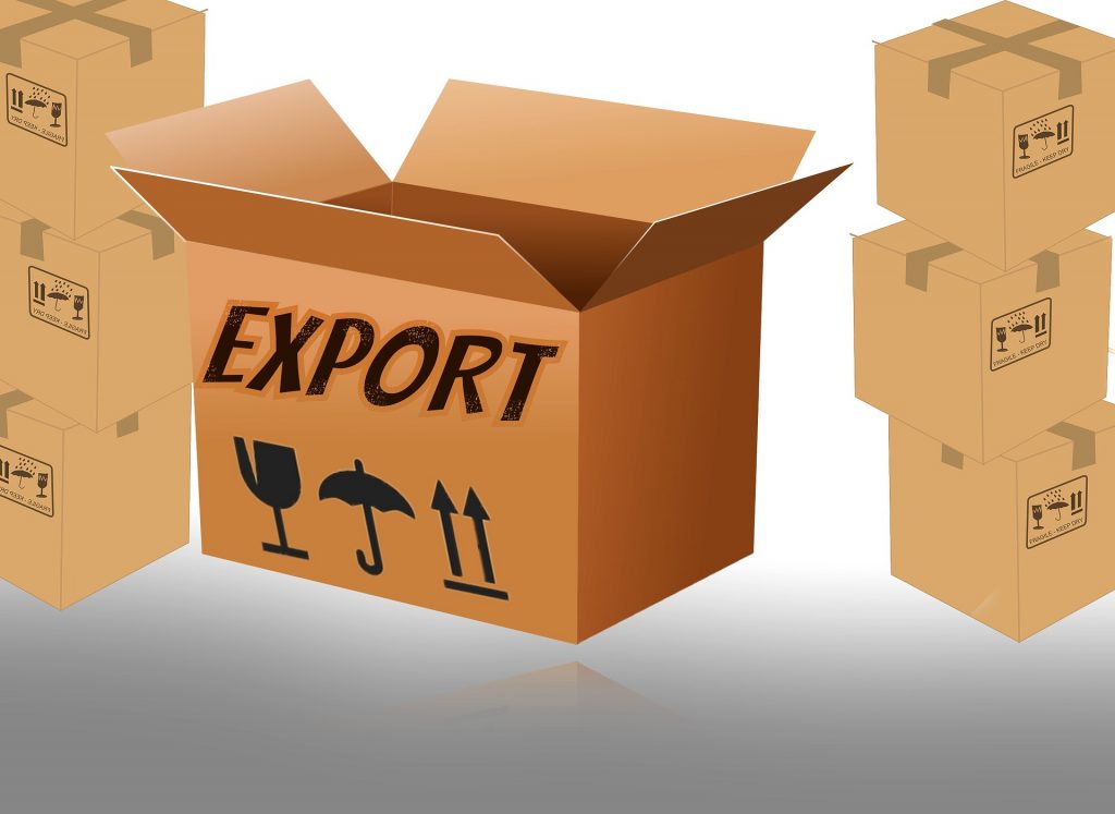 Trade Finance : Caixa aberta com a palavra export